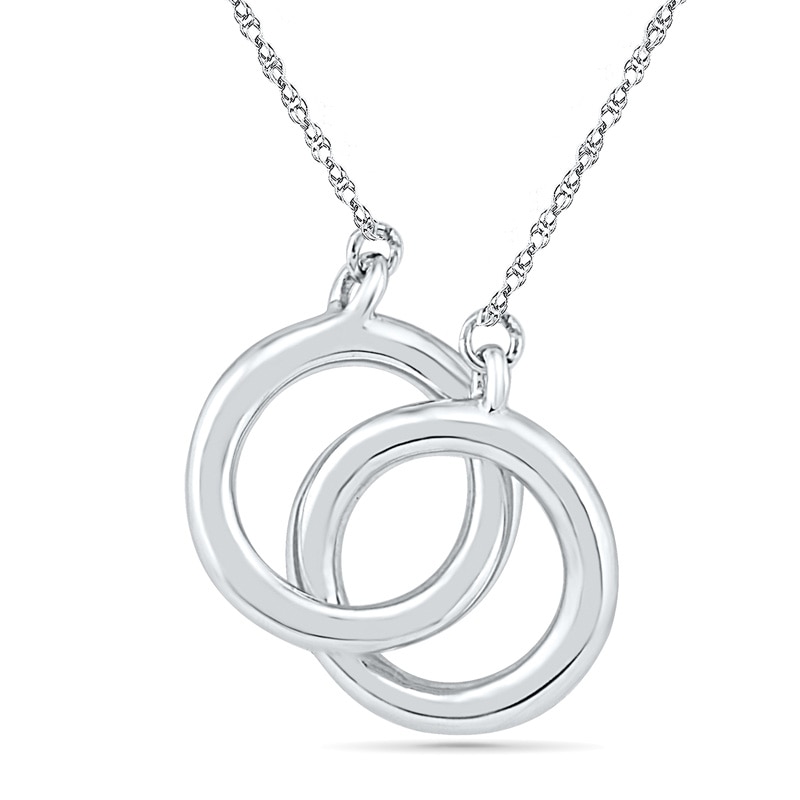 Main Image 1 of Interlocking Circles Necklace in 10K White Gold