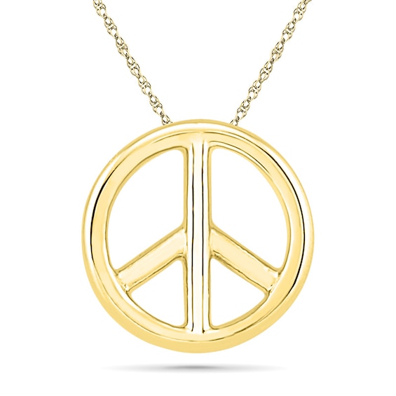 14k Yellow Gold Polished Peace Sign Circle Pendant Made in USA 15x15mm 0.60 gr