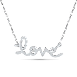 "LOVE" Script Necklace in 10K White Gold