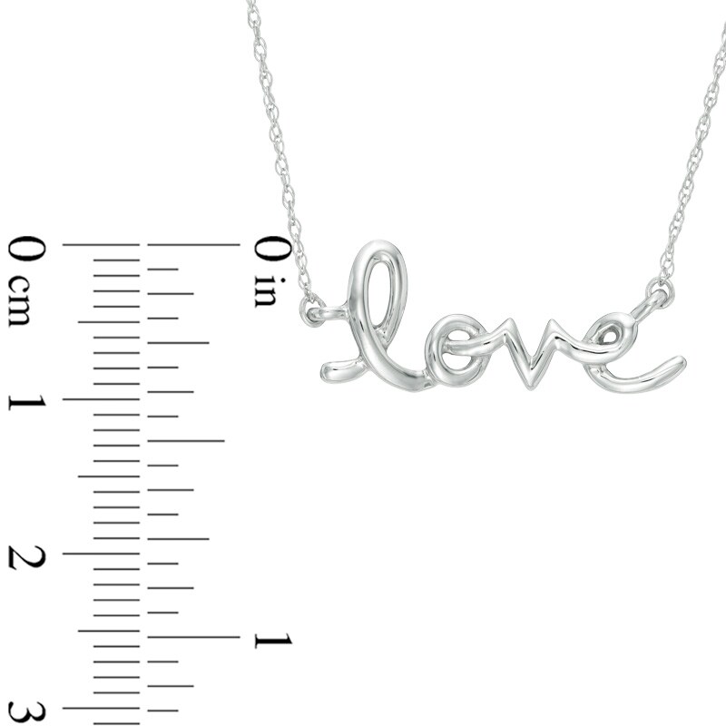 Main Image 2 of "LOVE" Script Necklace in 10K White Gold