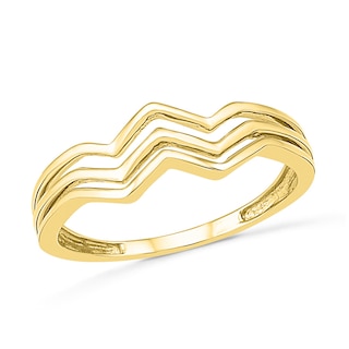 Three Row Chevron Ring in 10K Gold
