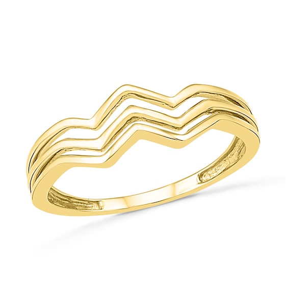 Three Row Chevron Ring in 10K Gold