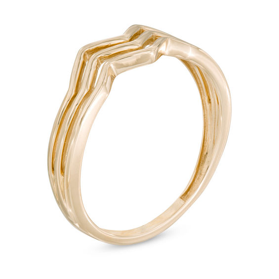 Three Row Chevron Ring in 10K Gold