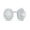 Thumbnail Image 1 of 3/4 CT. T.W. Certified Diamond Oval Double Frame Stud Earrings in 14K White Gold (J/I1)