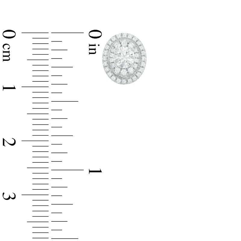 Main Image 2 of 3/4 CT. T.W. Certified Diamond Oval Double Frame Stud Earrings in 14K White Gold (J/I1)