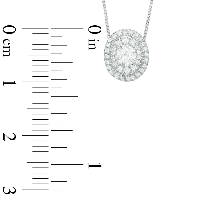 Main Image 2 of 1/3 CT. T.W. Certified Diamond Oval Double Frame Pendant in 14K White Gold (J/I1)