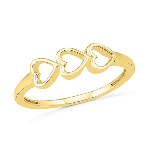  Modern Contemporary Rings 10K Yellow Gold Diamond Accented Open Heart  Ring with Pavé Set Gems (J-K Color, I1-I2 Clarity) - Size 3: Clothing,  Shoes & Jewelry