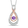 Thumbnail Image 0 of Amethyst and Diamond Accent Double Infinity Pendant in Sterling Silver and 10K Rose Gold