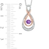 Thumbnail Image 1 of Amethyst and Diamond Accent Double Infinity Pendant in Sterling Silver and 10K Rose Gold