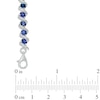 Thumbnail Image 1 of Oval Lab-Created Blue Sapphire and 1/10 CT. T.W. Diamond Cascading Bracelet in Sterling Silver - 7.25"