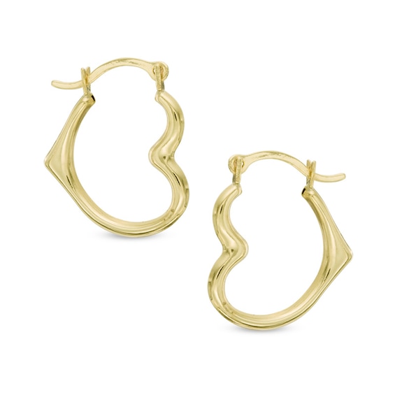 Heart-Shaped Hoop Earrings in 10K Gold