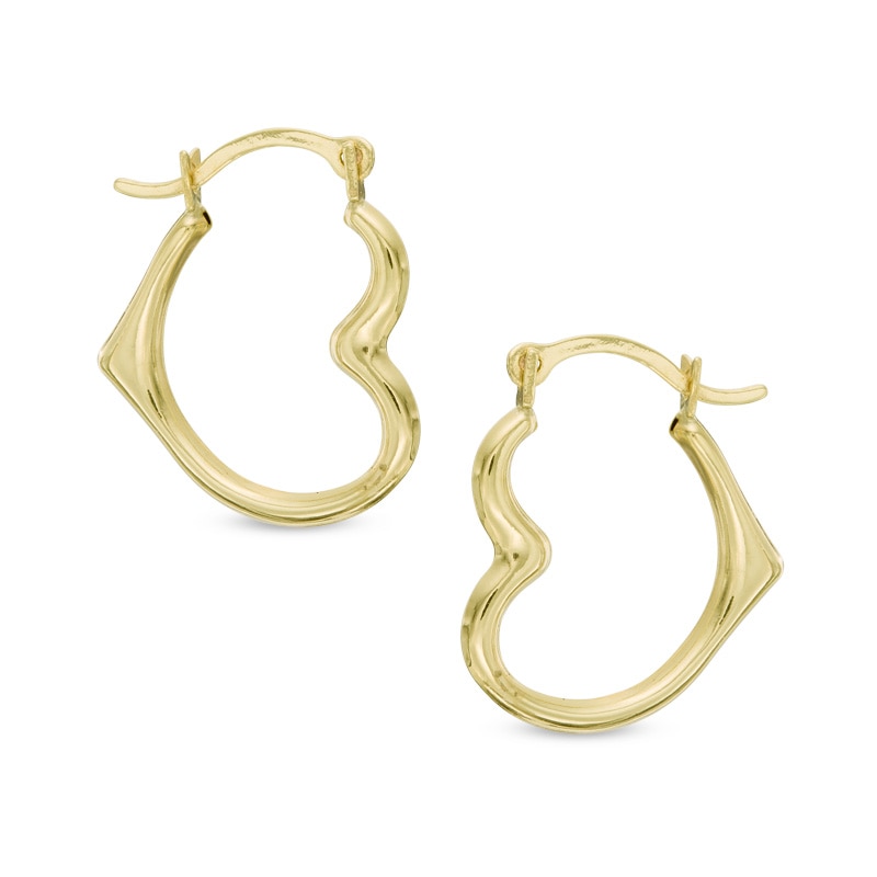 Open Heart Hoop Earrings in 10K White Gold