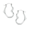 Thumbnail Image 1 of Heart-Shaped Hoop Earrings in 10K White Gold