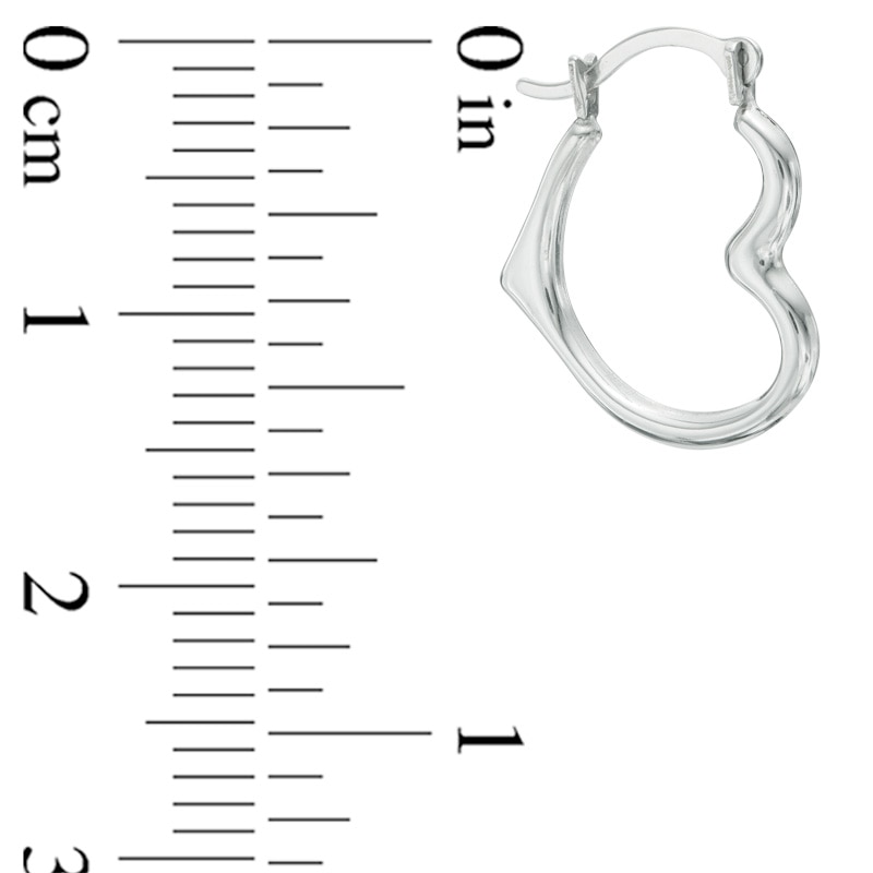 Main Image 2 of Heart-Shaped Hoop Earrings in 10K White Gold