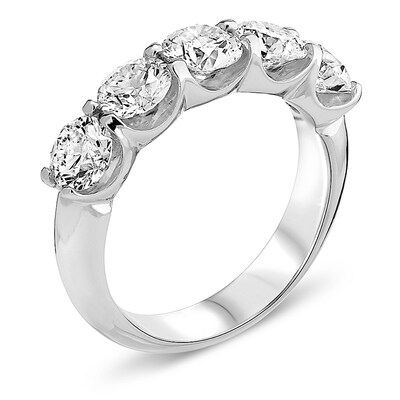 14K White Gold Round Diamond Ladies 5 Five Stone Wedding Anniversary Stackable Ring Band Ultra Premium Collection 1 Carat ctw