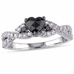 Black Diamonds Collections Zales T W Enhanced Black Heart Shaped Diamond And Lab Created