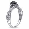 Thumbnail Image 1 of 1/2 CT. T.W. Enhanced Black Heart-Shaped Diamond and Lab-Created White Sapphire Twist Ring in Sterling Silver