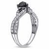 Thumbnail Image 2 of 1/2 CT. T.W. Enhanced Black Heart-Shaped Diamond and Lab-Created White Sapphire Twist Ring in Sterling Silver