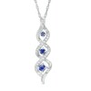 Thumbnail Image 1 of Lab-Created Blue Sapphire and Diamond Accent Cascading Three Stone Pendant in 10K White Gold