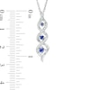 Thumbnail Image 2 of Lab-Created Blue Sapphire and Diamond Accent Cascading Three Stone Pendant in 10K White Gold