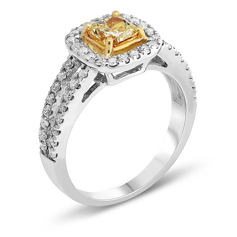 2 Carat Cushion Cut Fancy Yellow Diamond Double Halo GIA Engagement Ri –  Robinson's Jewelers