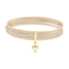 Thumbnail Image 0 of Multi-Row Slip-On Bangle with Heart Charm in 14K Tri-Tone Gold - 7.5"