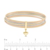 Thumbnail Image 1 of Multi-Row Slip-On Bangle with Heart Charm in 14K Tri-Tone Gold - 7.5"