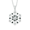 Thumbnail Image 0 of Enhanced Black and White Diamond Accent Snowflake Pendant in Sterling Silver