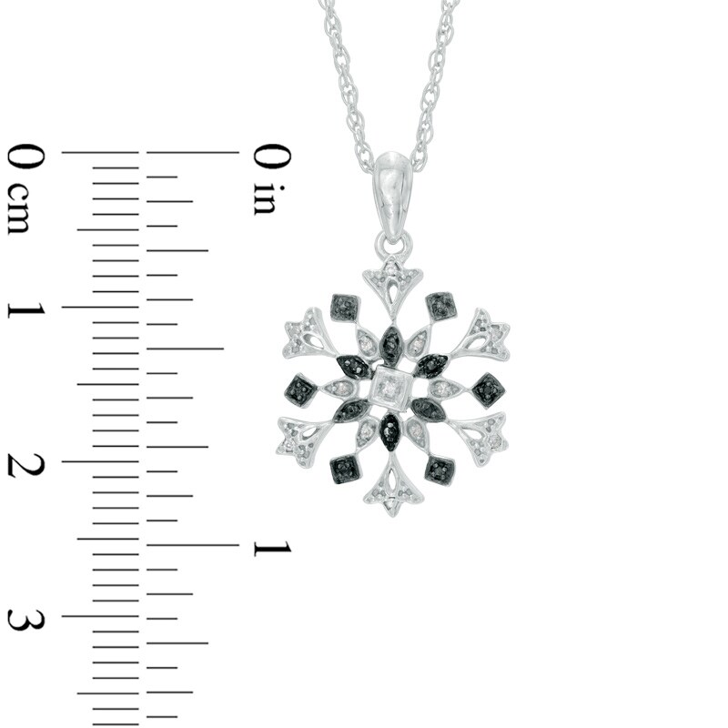 Enhanced Black and White Diamond Accent Snowflake Pendant in Sterling Silver