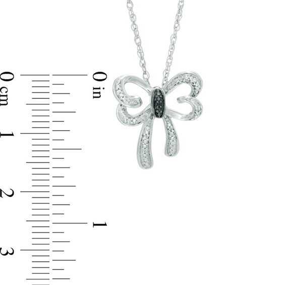Enhanced Black and White Diamond Accent Butterfly Necklace in Sterling Silver