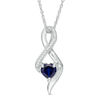 Thumbnail Image 1 of 6.5mm Heart-Shaped Lab-Created Blue Sapphire and Diamond Accent Infinity Pendant in 10K White Gold