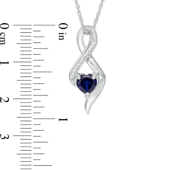 6.5mm Heart-Shaped Lab-Created Blue Sapphire and Diamond Accent Infinity Pendant in 10K White Gold