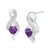 Thumbnail Image 0 of 5.0mm Heart-Shaped Amethyst and 0.04 CT. T.W. Diamond Infinity Drop Earrings in 10K White Gold