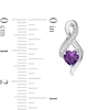 Thumbnail Image 2 of 5.0mm Heart-Shaped Amethyst and 0.04 CT. T.W. Diamond Infinity Drop Earrings in 10K White Gold