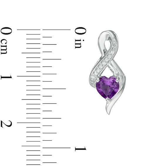 5.0mm Heart-Shaped Amethyst and 0.04 CT. T.w. Diamond Infinity Drop Earrings in 10K White Gold