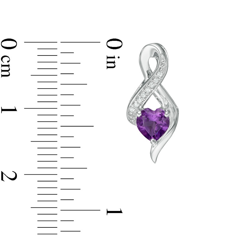 Main Image 2 of 5.0mm Heart-Shaped Amethyst and 0.04 CT. T.W. Diamond Infinity Drop Earrings in 10K White Gold