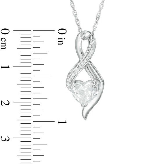 6.5mm Heart-Shaped Lab-Created White Sapphire and Diamond Accent Infinity Pendant in 10K White Gold