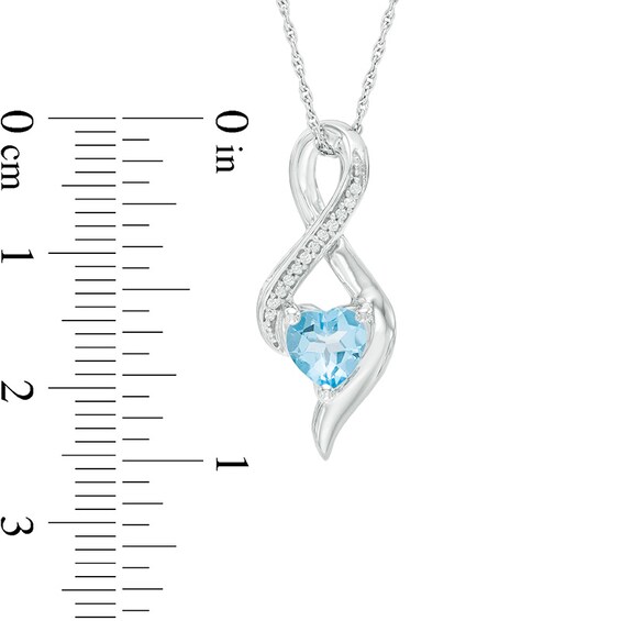 6.5mm Heart-Shaped Blue Topaz and Diamond Accent Infinity Pendant in 10K White Gold