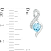 Thumbnail Image 1 of 5.0mm Heart-Shaped Blue Topaz and 0.04 CT. T.W. Diamond Infinity Drop Earrings in 10K White Gold