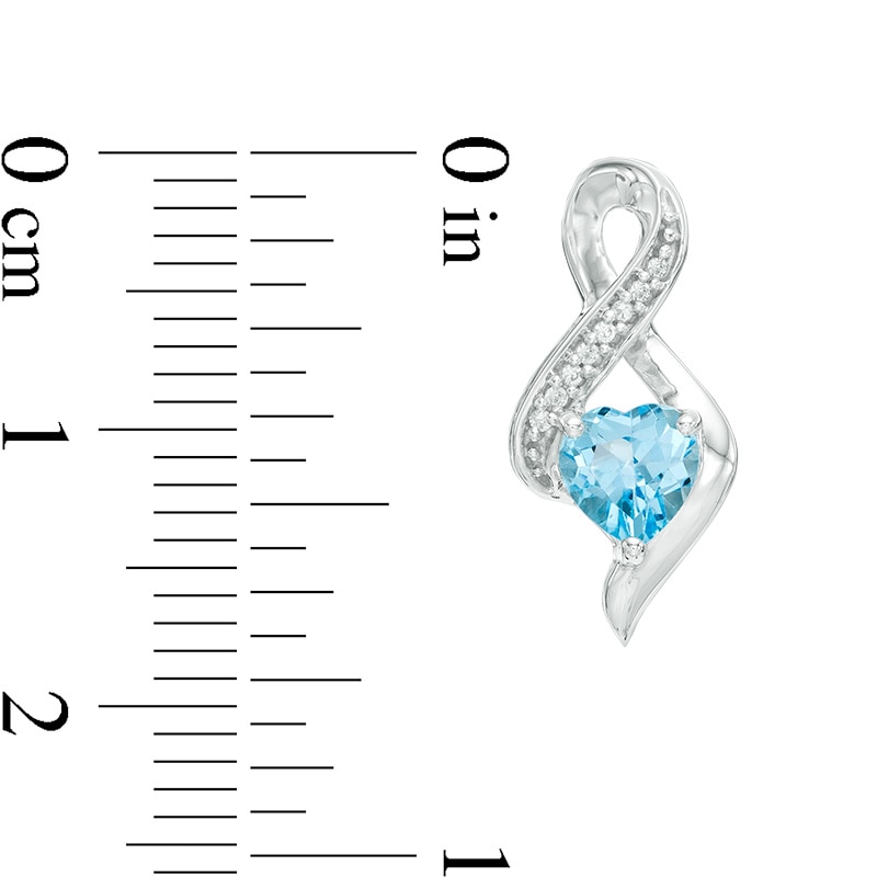 5.0mm Heart-Shaped Blue Topaz and 0.04 CT. T.W. Diamond Infinity Drop Earrings in 10K White Gold