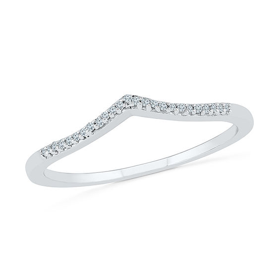 6.0mm Lab-Created White Sapphire and 1/10 CT. T.w. Diamond Slant Bridal Set in Sterling Silver