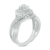 Thumbnail Image 2 of 5.0mm Lab-Created White Sapphire and Diamond Accent Frame Twist Bridal Set in Sterling Silver