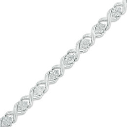 Diamond Accent "XO" Link Bracelet in Sterling Silver - 7.25"