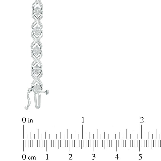 Diamond Accent "Xo" Link Bracelet in Sterling Silver - 7.25"