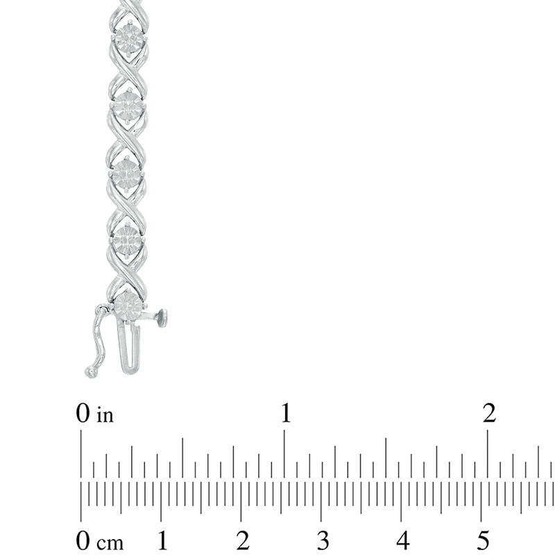 Main Image 2 of Diamond Accent "XO" Link Bracelet in Sterling Silver - 7.25"