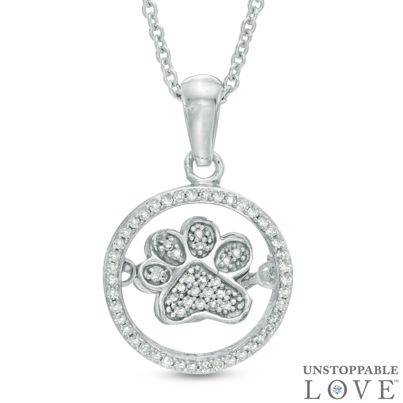Main Image 1 of 1/10 CT. T.W. Diamond Dog Paw Pendant in Sterling Silver