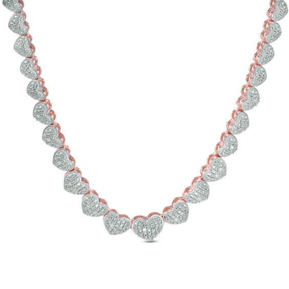 1/10 CT. T.W. Diamond Heart Necklace in Sterling Silver and 18K Rose