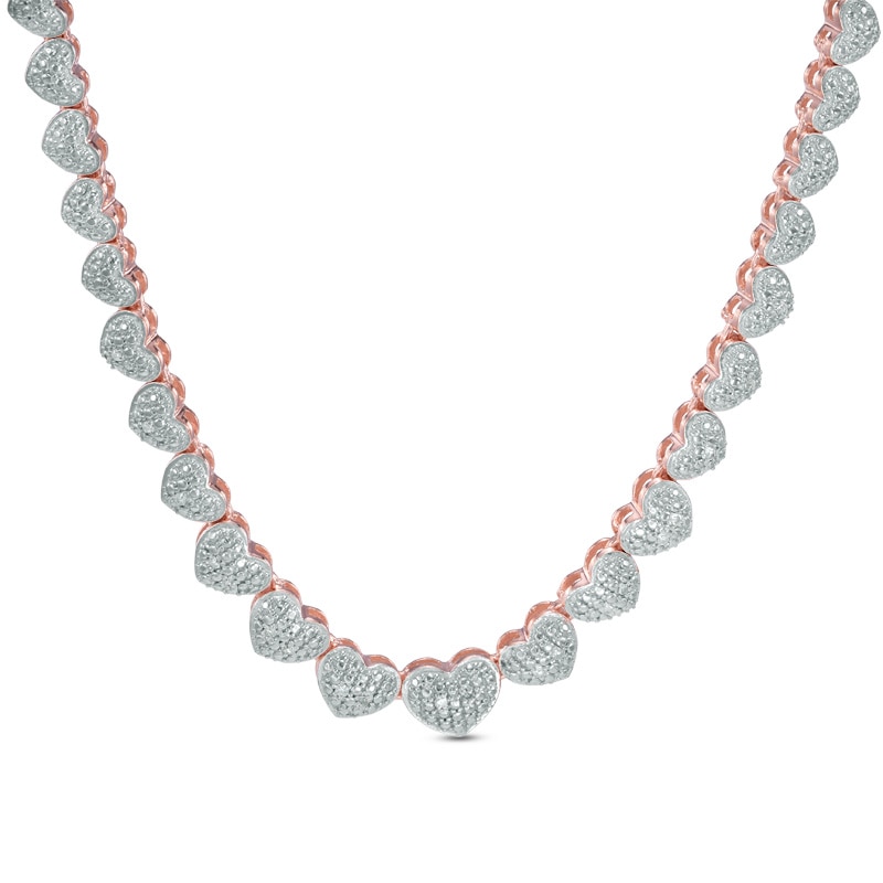 1/10 CT. T.W. Diamond Heart Necklace in Sterling Silver and 18K Rose Gold Plate - 16"