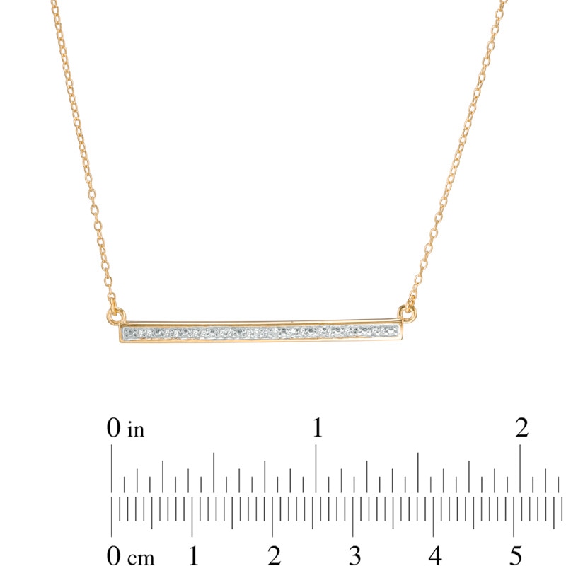 1/10 CT. T.W. Diamond Bar Necklace in Sterling Silver and 18K Gold Plate