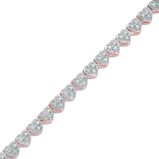 1/10 CT. T.W. Diamond Heart Bracelet in Sterling Silver and 18K Rose Gold Plate - 7.25"